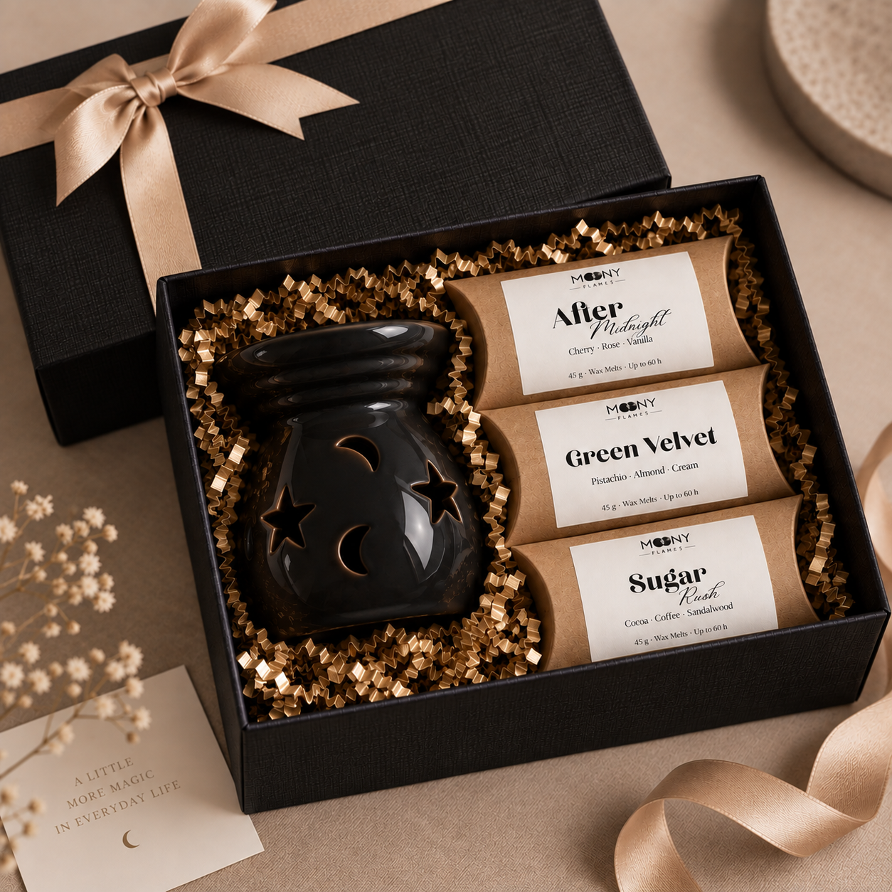 Geschenkset mit Duftlampe & 3x Duftwachs
