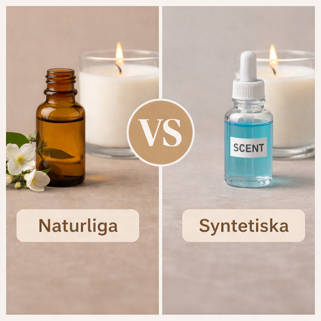 Naturliga vs syntetiska doftoljor för doftljus – jämför doftolja i ljus
