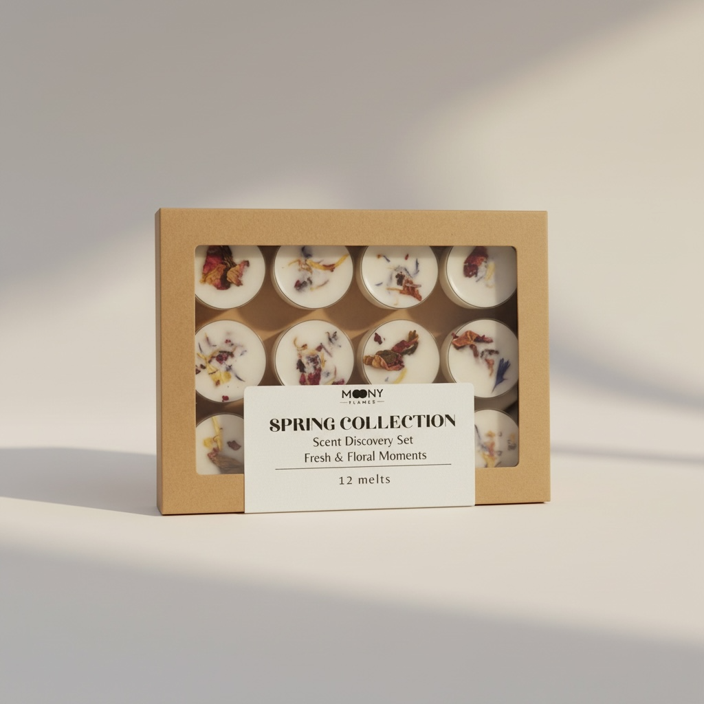 Spring Collection doftvax discovery set från Moony Flames med 12 handgjorda botaniska doftpraliner