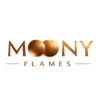 moony flames logotyp med metallic effect