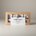 Handgjorda doftvaxpraliner Vanilla Pepper från Moony Flames i ask med 8 wax melts.